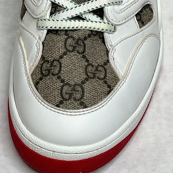 Gucci White Leather GG Monogram High-Top Sneakers Size 7 Mens Basketball Shoes - Picture 14 of 15